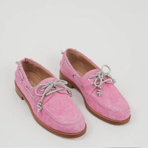 Labucq Nelson Pink Suede Boat Loafer Shoes 40=9.5/10US